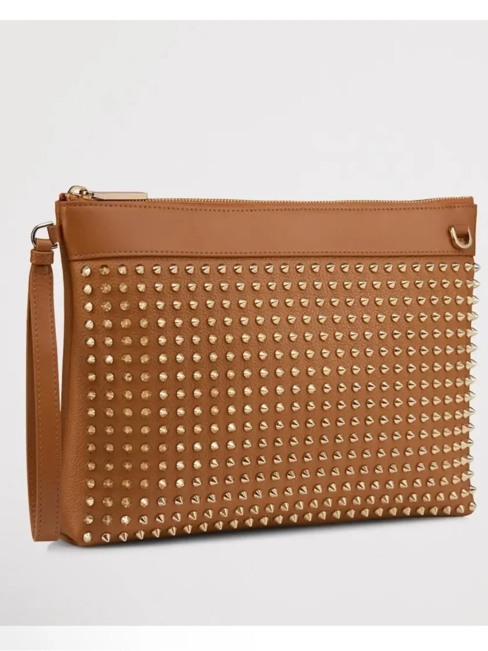 Christian Louboutin Suede Leather Wristlet Clutch in Tan